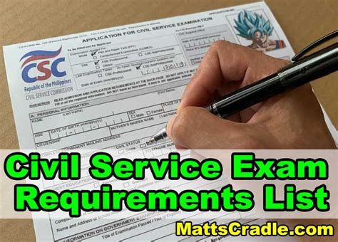 LIST: Civil Service Exam requirements for .